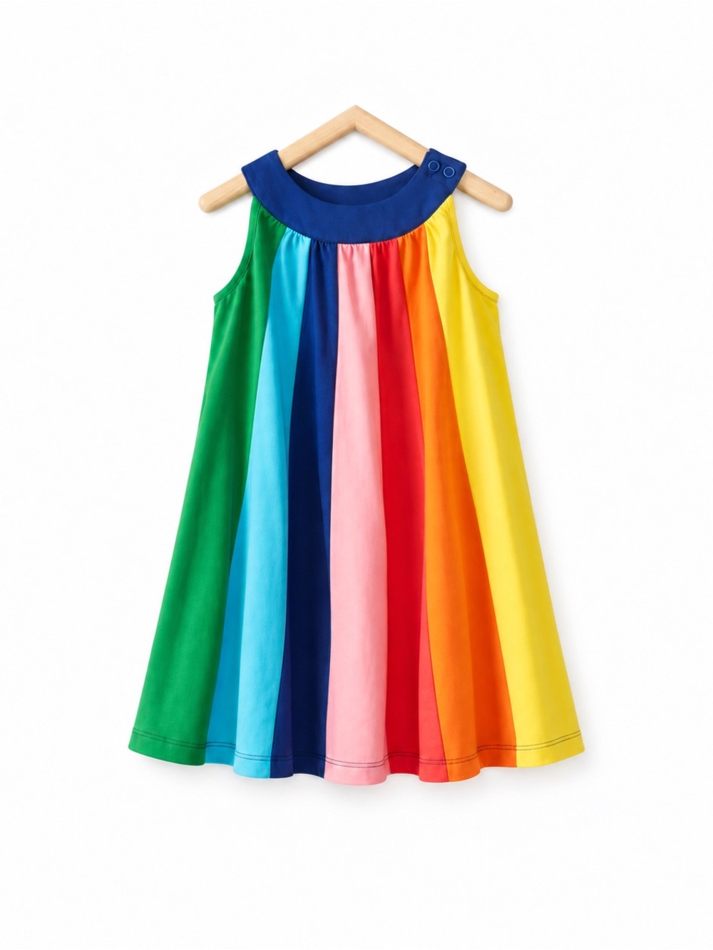 Hanna Andersson Rainbow Colorblock Swing Dress Girls 4 100cm Cotton